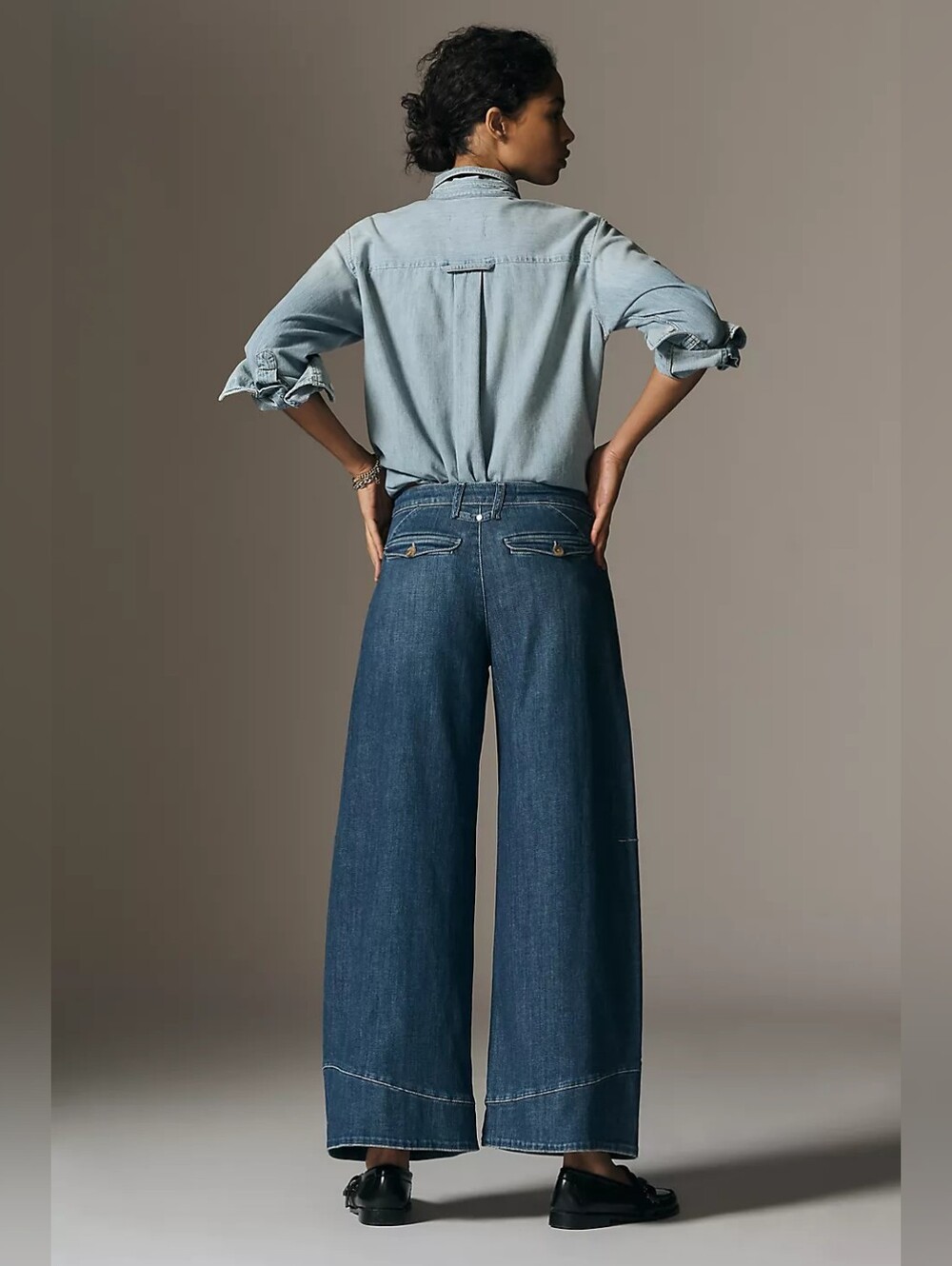 Anthropologie Pilcro Full Curve High-Rise Wide-Leg Jeans Blue Women's 32 Barrel - Picture 3 of 12